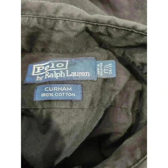 Polo Ralph Lauren Shirt Men’s Size 17.5 34/35 (Large) Curham Button Black Cotton - Picture 3 of 5